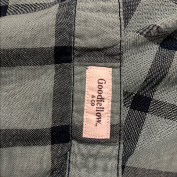 Goodfellow & Co Men’s Plaid Button-Down Shirt - Light Green & Navy - Picture 4 of 5